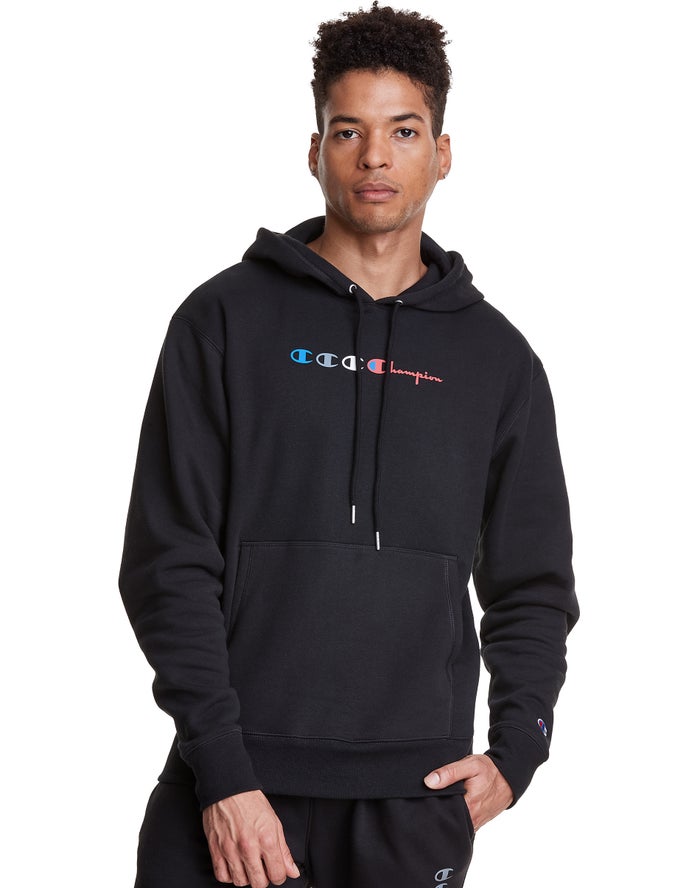 Champion Classic Fleece Triple Logo - Miesten Mustat Huppari - Suomi 6742109-IJ